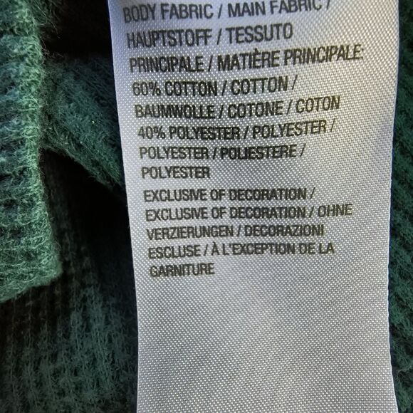 Quacker Factory Top 1X Green Waffle Knit Thermal Reindeer Holiday Bling - Picture 10 of 10